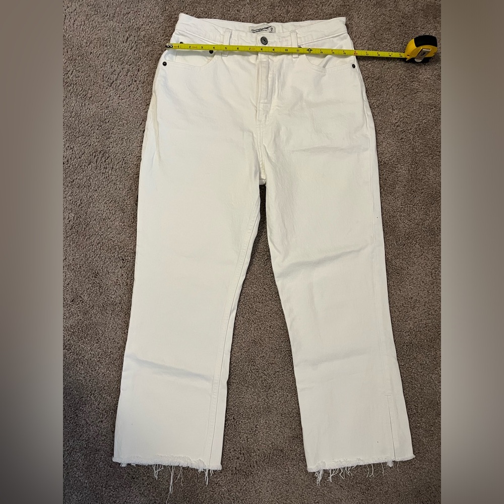 Abercrombie & Fitch White Ultra High Rise Kick Flare Jeans